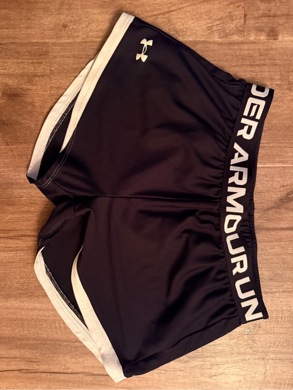 Under Armour Black Athletic Training Shorts with White Trim